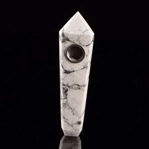 Pipa para fumar roca obelisco de cuarzo turquesa blanco natural howlite curación - Imagen 1 de 12