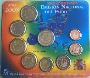 Spagna Off. Serie monete corso euro 2005 KMS 1 centesimo a 2 euro + 2€ Don Chisciotte - Foto 1 di 2