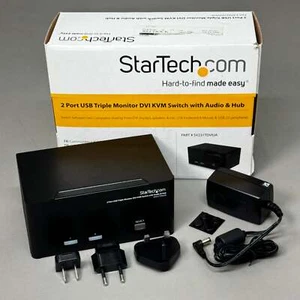 STARTECH.COM 2 Port Triple Monitor DVI USB KVM Switch Audio Black SV231TDVIUA - Picture 1 of 18