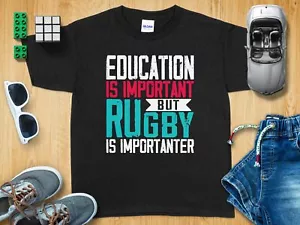 Camiseta divertida La educación es importante pero el rugby es importador, regalo para amantes del rugby - Imagen 1 de 12
