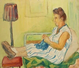 Pintura acuarela realista vintage retrato de una mujer firmada - Imagen 1 de 12