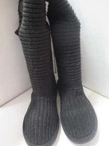 Genuine Ugg Australia Classic Crochet Tall Boots UK 6.5 Euro 39.5 in Black - Picture 1 of 9