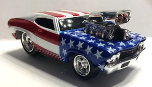 MUSCLE MACHINES STARS & STRIPES 1969 CHEVY CHEVELLE - 1/64 - 69 CHEVY BLOWER - Picture 1 of 3