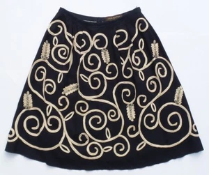 LOUIS VUITTON Rock dunkelblau Leinen beige Seide Stickerei Kristallverzierung 42 - Bild 1 von 12