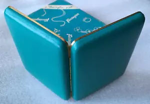 Cornice doppia scrivania vintage NOS in scatola Farrington Jewelry Co pelle blu - Foto 1 di 11