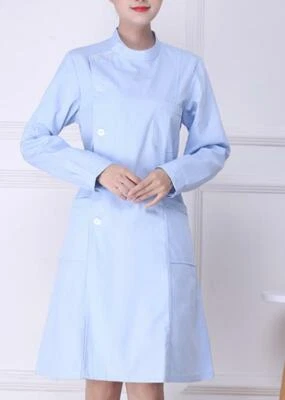 Women Stand-up collar Nurse Doctor Beautician Lab Long Coat Think Work Clothes - Image 1 of 4