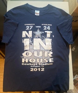 Cowboys vs Steelers 2012 27-24 men’s medium size shirt navy blue arlington, TX - Picture 1 of 4