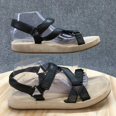 Earth Sandals Womens 11 M Sylt Saba Strappy Black Leather Hook & Loop Casual - Image 1 of 4