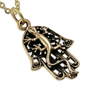 Anhänger Aus Bronze Hand der Fatima Mit Eidechse - Bild 1 von 1