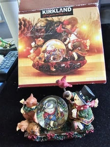 Collectible Kirkland Snow Globe Snowman's - Bird & Dogs New in Box Vintage Colle - Picture 1 of 5