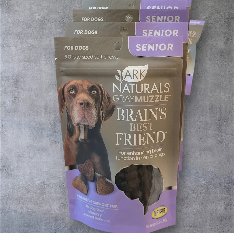 Lote de (5) golosinas para perros mayores ArkNaturals Brain's Best Friend masticables suaves caducidad 27/03 Foto 1 de 3