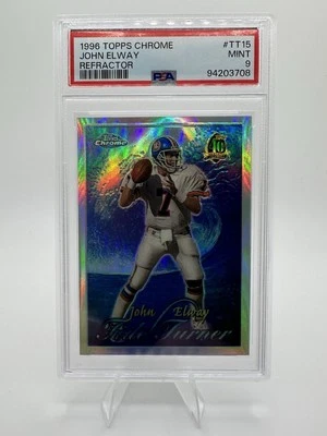 Topps 1996 cromo giradores de marea refractor #tt15 John Elway Hof PSA 9 🔥 Foto 1 de 2