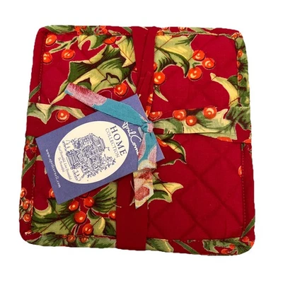 NWT April Cornell Holly Red Christmas Set Of 2 Potholders - Image 1 of 4