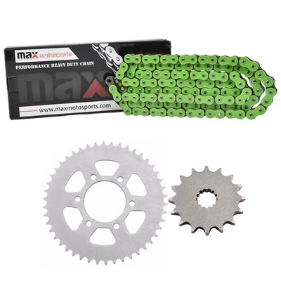 Kit de cadena de transmisión y piñones de junta tórica verde para Kawasaki EX650 Ninja 650 Ninja 650R Foto 1 de 4