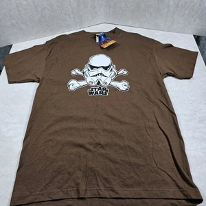 Star Wars Adult Medium Stormtrooper Crossbones Logo Brown Cotton T-shirt NWT - Picture 1 of 7