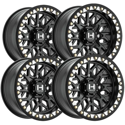 (Set of 4) Hostile H333 Ridgecrest 15x8 4x156 Satin Black Wheels Rims 15" Inch - Image 1 of 4