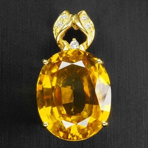Anmutiger goldgelber Saphir 21,15ct 925 Sterling Silber Handarbeit Anhänger - Bild 1 von 6