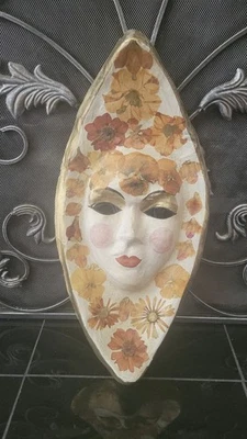 LAVORAZIONE ARTIGIANALE VENEZIA ITALIA MÁSCARA FLORAL PAPEL MACHÉ DE COLECCIÓN ORO VENECIANO Foto 1 de 4