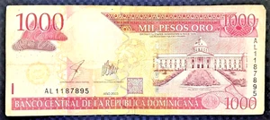 2003 DOMINICAN REPUBLIC - 1000 PESOS ORO - P#173 - VF - L7 - Picture 1 of 3