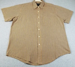 CHEROKEE Button Up Shirt Men’s Large L Black Orange Plaid Short Sleeves Pocket - Picture 1 of 9