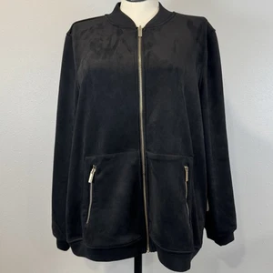 Joy Mangano CleanBoss Damen Größe 1X schwarze Wende-Bomberjacke gold NEU - Bild 1 von 20
