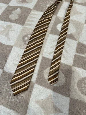 Brioni Multicolor Striped Silk Necktie Brown / Orange / Green Made In Italy - Image 1 of 4