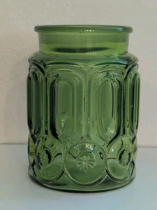 Vintage L.E. Smith Green Glass Moon & Stars 7.5" Canister No Lid🌟 - Picture 1 of 7