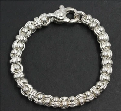 Heavy Italy 46g Sterling Silver 925 Thick Byzantine Link 7.75" Inch Bracelet - Image 1 of 4