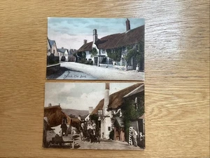 2 Old Postcards Of Porlock Showing The Bank And The Ship Inn - Picture 1 of 2