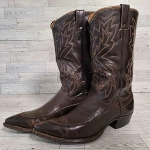 Herren Vintage Justin Western Braun Karibu Leder Exotisch Cowboy Stiefel Größe 9,5 - Bild 1 von 15