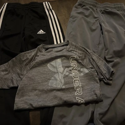 UNDER ARMOUR ADIDAS Boy's Small Medium 8 10 Lot Shirt And 2 Pants - Image 1 of 4