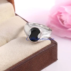 Natural Black Onyx  Gemstone with 925 Sterling Silver Ring For Men's #4544 - Picture 1 of 5