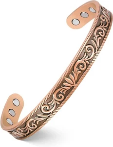 Feraco Women Bracelet Pure Copper Acanthus Motifs Magnetic Pain Relief Bracelet - Picture 1 of 6