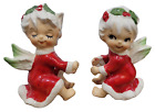 Vintage Lefton Angel Wings Japan Figurine Pair Candle Huggers Holders Christmas