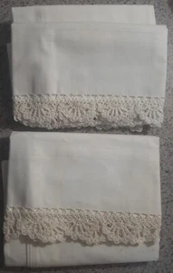 Federa vintage 2 bianca Sumter primaverile fatta a mano cotone uncinetto 31x20,5* - Foto 1 di 11