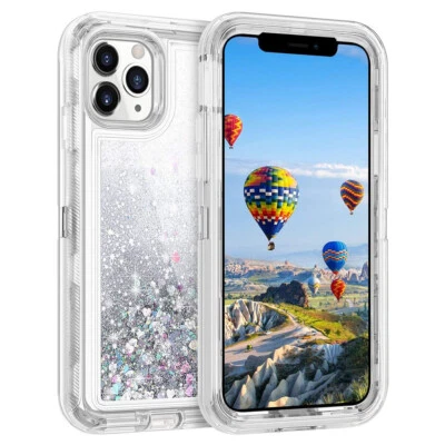 Funda protectora a prueba de golpes para iPhone 15/14/13/12/11/XR/XS/8/7 brillo arena movediza Foto 1 de 4