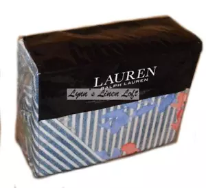 RALPH LAUREN Maggie Floral Stripe 3P FULL/ QUEEN DUVET SHAMS SET Indigo Multi - Picture 1 of 7
