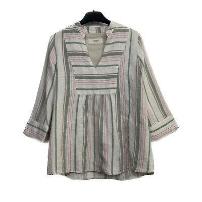 Max Mara выходные льняной в полоску рубашка верхний пуловер размер США 6 - Изображение 1 из 4