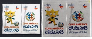 CHILE 2015 COPA AMERICA futbol fantastic COLOR PROOF "gray" single pair MNH - Picture 1 of 2