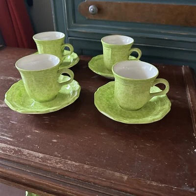 LOTE DE 4 TAZAS Y PLATILLOS MIKASA ENCANTO COUNTRY BRÓCOLI D9401 Foto 1 de 4