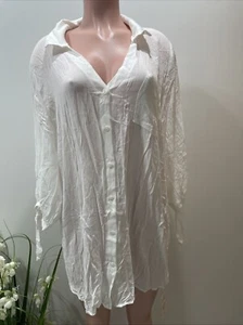 NWT Cupshe Beach Swim Cover Up White Button Up Size Small - Picture 1 of 5