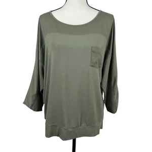 Chicos Collection Women’s Kylie Top 3/XL/16 Green Pocket 3/4 Sleeve Shirt - Picture 1 of 11