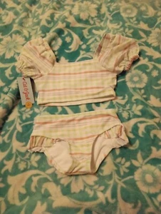 Girls 2 Piece Bathing Suit Pink Green - Picture 1 of 6