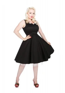 H&R LONDON SCALLOP BLACK WHITE COCKTAIL 50s PINUP PUNK VINTAGE PROM DRESS - Imagen 1 de 3