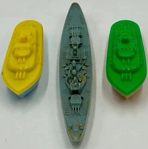 3 1960s Vintage Plastic Boat Toys Battleship 2 made by Banner - Picture 1 of 20