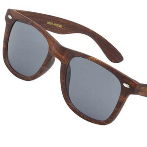 Faux wood wooden look sunglasses classic ladies men's designer retro large UV400 - Picture 1 of 3