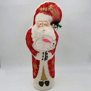 Weihnachtsmann Regal Sitter handbemalt gewichtete Leinwand Hase Kaninchen Vintage 11 Zoll - Bild 1 von 16