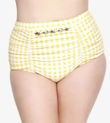 Calzoncillo de natación Disney Beauty & Beast Belle amarillo guinga acanalado para mujer talla 22-24 3X Foto 1 de 4