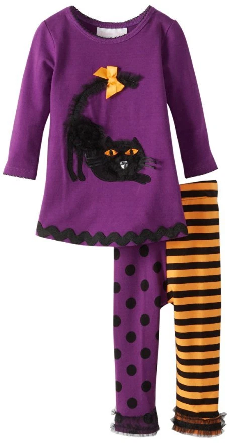 NUEVO CON ETIQUETAS BONNIE BABY HALLOWEEN 2 PIEZAS NEGRO GATO APLIQUES TOP Y LEGGINGS CONJUNTO TALLA 24 MOS Foto 1 de 1