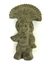 Aztec Columbian Mayan Style Man Woman Carved Stone Clay Artifact Figure Statue